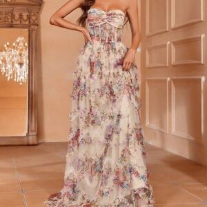 Floral Strapless Maxi Dress